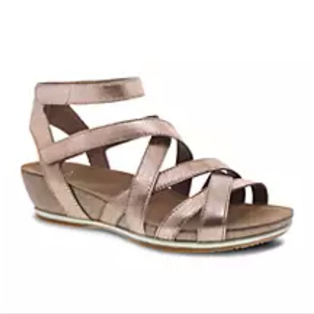 Dansko Rose Gold Sandals with Shimmering Straps and Ankle Support Size 42-10 US